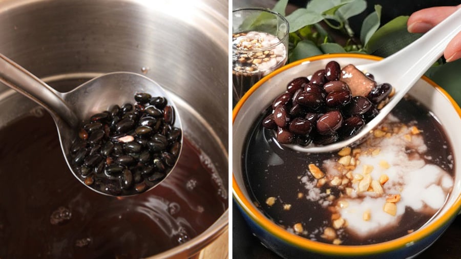 Để hạt đậu đen, đậu đỏ chín mềm, trước khi nấu, bạn cần ngȃm đậu trong nước khoảng 8 tiḗng.