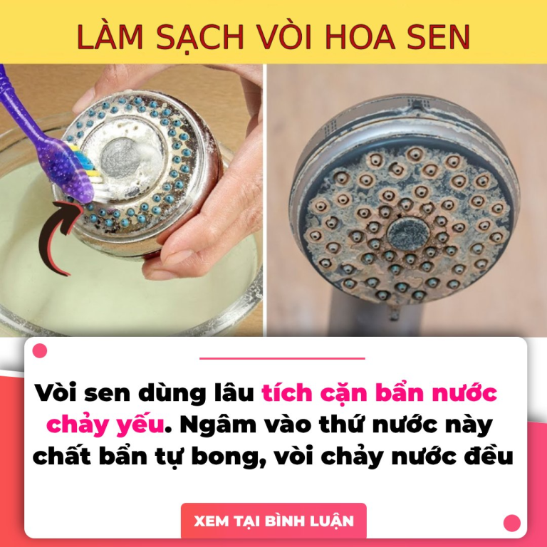 Vòi sen dùng lâu tích cặn bẩn, nước chảy yếu: Ngâm vào thứ nước này, chất bẩn tự bong, loại sạch vi khuẩn