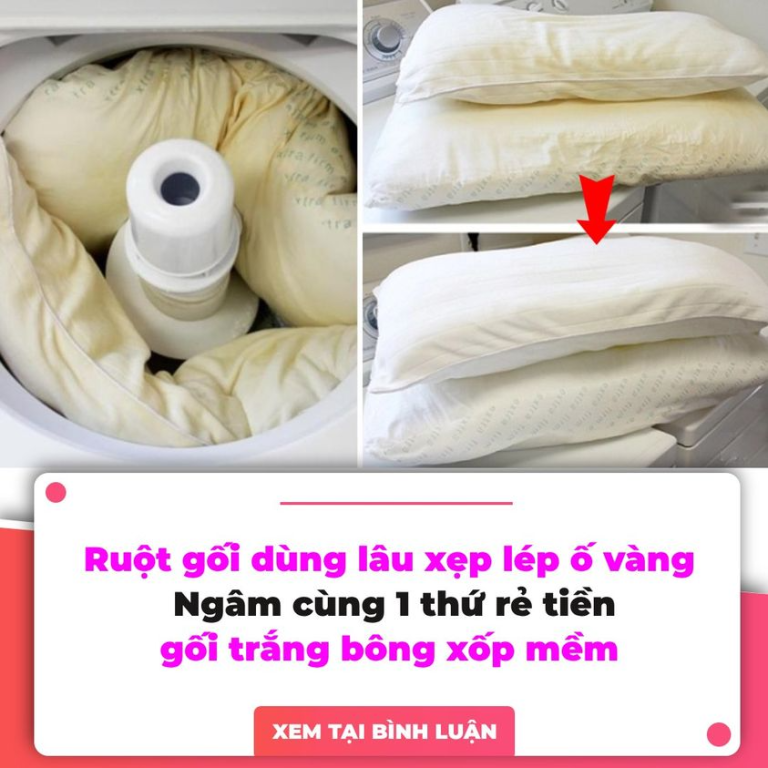 Ruột gối bị vàng, có đốm mốc li ti giặt xà phòng không hết: Ngâm với thứ này bẩn mấy cũng sạch tươm