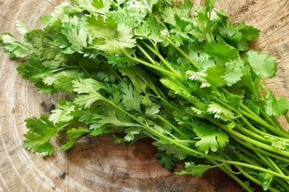 Rau mùi có vị cay, tính ấm, thường được sử dụng để khử mùi tanh cho các món như cá hoặc thịt cừu. 