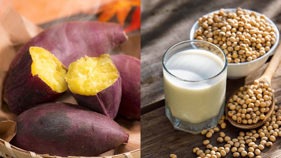 Nếu ăn khoai lang và các sản phẩm làm từ đậu nành cùng lúc, khả năng hấp thụ protein của cơ thể sẽ bị ảnh hưởng.
