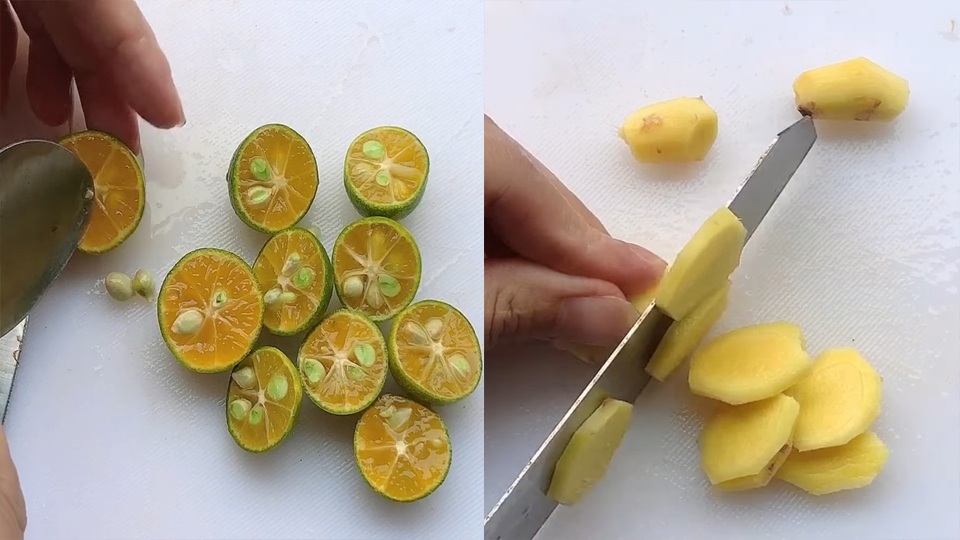 Sơ chế quất và gừng